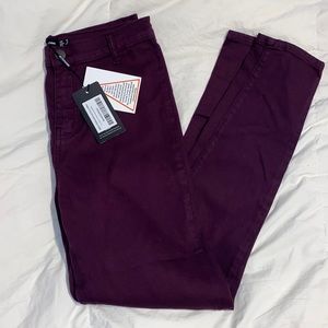 PrettyLittleThing Burgundy disco skinny jeans size 8 ;New With Tags